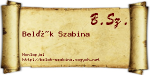 Belák Szabina névjegykártya