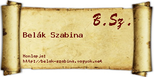 Belák Szabina névjegykártya
